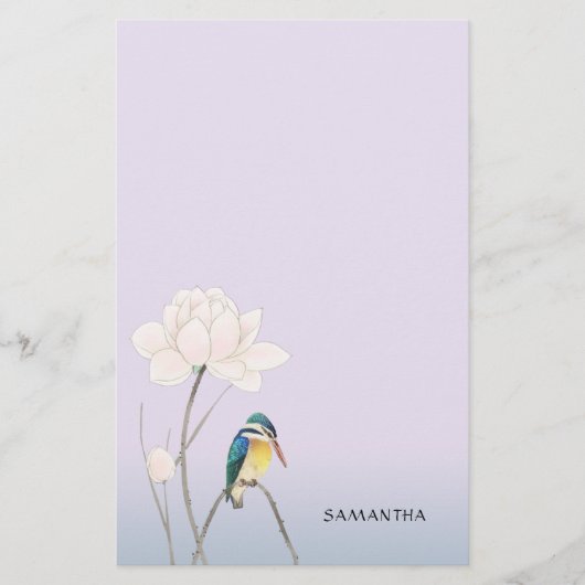 Monogram Vintag Kingfisher Stationery Briefpapier (Vorderseite)