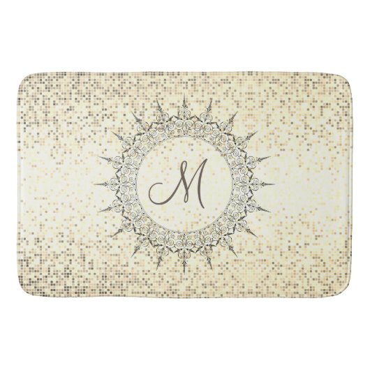 Monogram Vintag Mandala Badematte (Vorderseite)