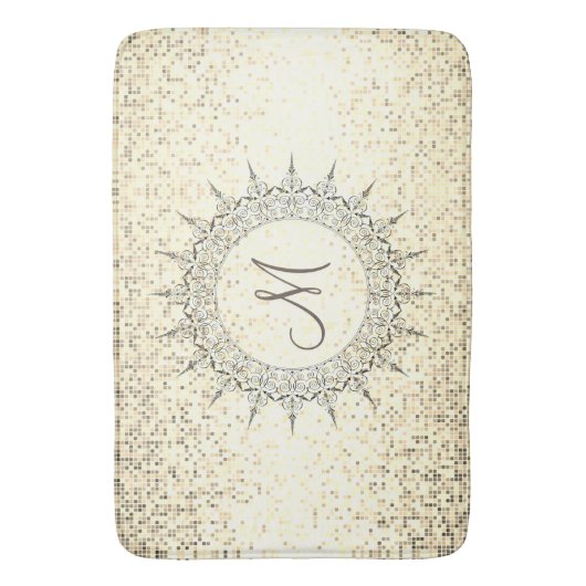 Monogram Vintag Mandala Badematte (Vorderseite Vertikal)