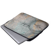 Monogram Vintag Map Compass Laptopschutzhülle (Vorne Knopf)