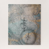 Monogram Vintag Map Compass Puzzle (Vertikal)