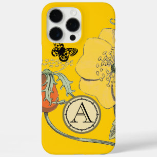 Monogram Vintag Modern Poppy Blume iPhone 16 Pro Max Hülle