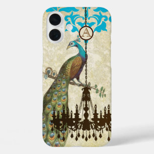 Monogram Vintag Peacock Khandelier Damask iPhone 16 Plus Hülle