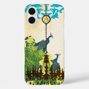 Monogram Vintag Peacock Khandelier Damask iPhone 16 Plus Hülle