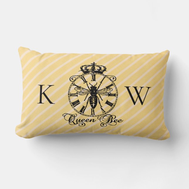 Monogram Vintag Queen Clock Throw Kissen (Vorderseite)