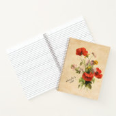 Monogram Vintag Rustic Bouquet Red Poppies Beige Notizblock (Innenseite)