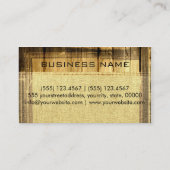 Monogram Vintag Rustic Burlap Wood Look Visitenkarte (Rückseite)
