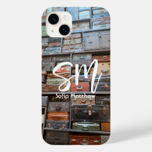 Monogram Vintag Suitcase Tower Foto Travel Case-Mate iPhone 14 Plus Hülle