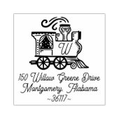 Monogram Vintag Train Christmas Tree Delivery Gummistempel (Prägung)