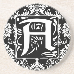 Monogram Vintage A Hochzeits-Jubiläums-Untersetzer Sandstein Untersetzer