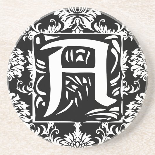 Monogram Vintage A Hochzeits-Jubiläums-Untersetzer Sandstein Untersetzer (Vorne)