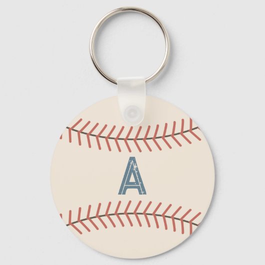 Monogram Vintage Baseball Keychain Gift Schlüsselanhänger (Vorderseite)