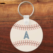 Monogram Vintage Baseball Keychain Gift Schlüsselanhänger (Vorderseite)