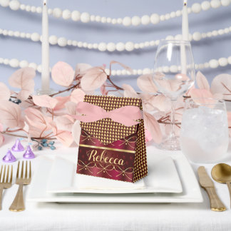 Monogram Vintage Burgundy Color Decor Luxury Gold Geschenkschachtel