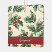 Monogram Vintage Christmas Holly & Berries Muster Keramikornament (Links)