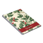 Monogram Vintage Christmas Holly & Berries Muster Notizblock (Rechte Seite)