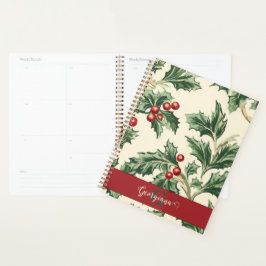 Monogram Vintage Christmas Holly & Berries Muster Planer