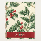 Monogram Vintage Christmas Holly & Berries Muster Planer (Vorderseite)