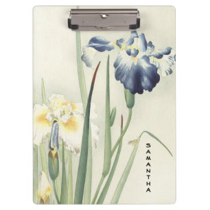 Monogram Vintage japanische Iris-Blume-Zwischenabl Klemmbrett