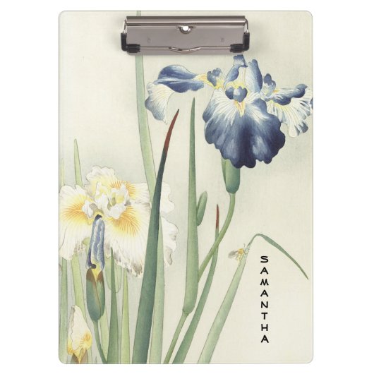 Monogram Vintage japanische Iris-Blume-Zwischenabl Klemmbrett (Vorderseite)