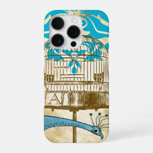 Monogram Vintage Pfau Käfig Damast iPhone 16 Pro Hülle