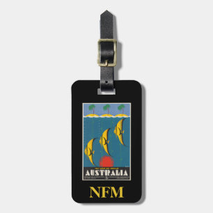 Monogram Vintage Reise Fisch Queensland Australien Gepäckanhänger