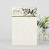 Monogram Vintage Vögel blühende Branchenstation Briefpapier (Stehend Vorderseite)