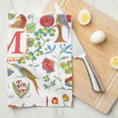 Monogram Vintage Vögel Blumenmuster Handtuch (Viertel Falte)