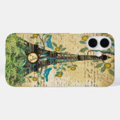 Monogram Vintage Vogel Eiffelturm Case-Mate iPhone Hülle (Rückseite (Horizontal))