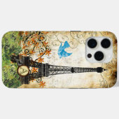 Monogram Vintage-Vogel Eiffelturm Case-Mate iPhone Hülle (Rückseite (Horizontal))