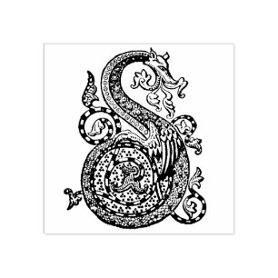 Monogram Vintage Zierschrift S Dragon Gummistempel