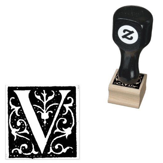 Monogram Vintager Zierbrief V Gummistempel (Stempel)