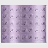 Monogram Violet Lavendel Metall-Diamantrahmen Geschenkpapier (Flach)