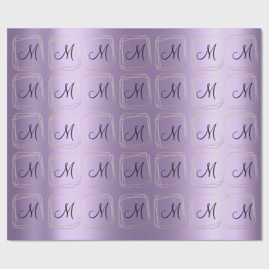 Monogram Violet Lavendel Metall-Diamantrahmen Geschenkpapier (Flach)