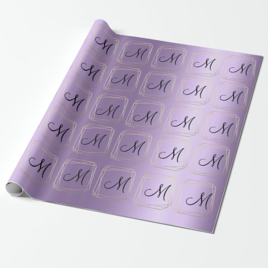 Monogram Violet Lavendel Metall-Diamantrahmen Geschenkpapier (Ungerollt)