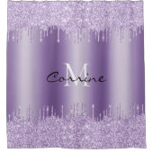 Monogram Violet Lila Dripping Glitzer Metallic Duschvorhang (Vorderseite)