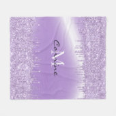 Monogram Violet Lila Dripping Glitzer Metallic Fleecedecke (Vorderseite (Horizontal))