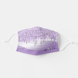 Monogram Violet Lila Dripping Glitzer Metallic Mund-Nasen-Maske Aus Stoff
