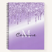 Monogram Violet Lila Dripping Glitzer Metallic Notizblock (Vorderseite)