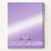 Monogram Violet Lila Dripping Glitzer Metallic Notizblock (Rückseite)