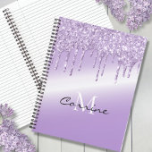 Monogram Violet Lila Dripping Glitzer Metallic Notizblock