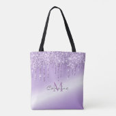 Monogram Violet Lila Dripping Glitzer Metallic Tasche (Rückseite)