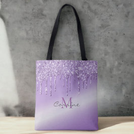 Monogram Violet Lila Dripping Glitzer Metallic Tasche