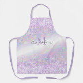 Monogram Violet Opal Iridescent Driving Glitzer Schürze (Vorderseite)