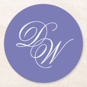 Monogram Violet Wedding Lila Simple Script Runder Pappuntersetzer (Vorderseite)