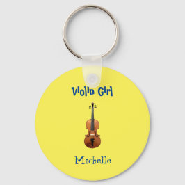 Monogram Violin Girl Niedlich gelb Schlüsselanhänger