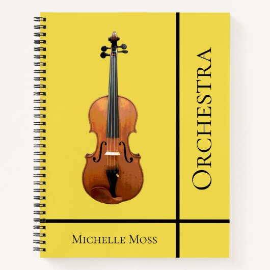 Monogram Violin Orchestra Yellow Notizblock (Vorderseite)