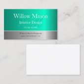 Monogram-Visitenkarte für Aqua Foil & Brushed Stee Visitenkarte (Vorne/Hinten)