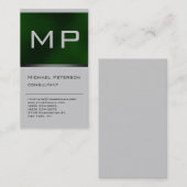 Monogram-Visitenkarte im vertikalen grünen Grau-St Visitenkarte (Vorne/Hinten)