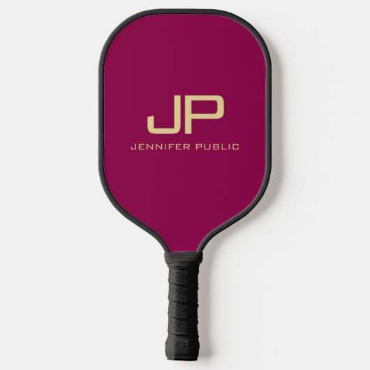 Monogram Viva Magenta Gold Template Elegant Pickleball Schläger (Rückseite)